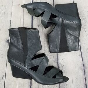 PACO GIL | leather chelsea style strappy open toe wedge boots